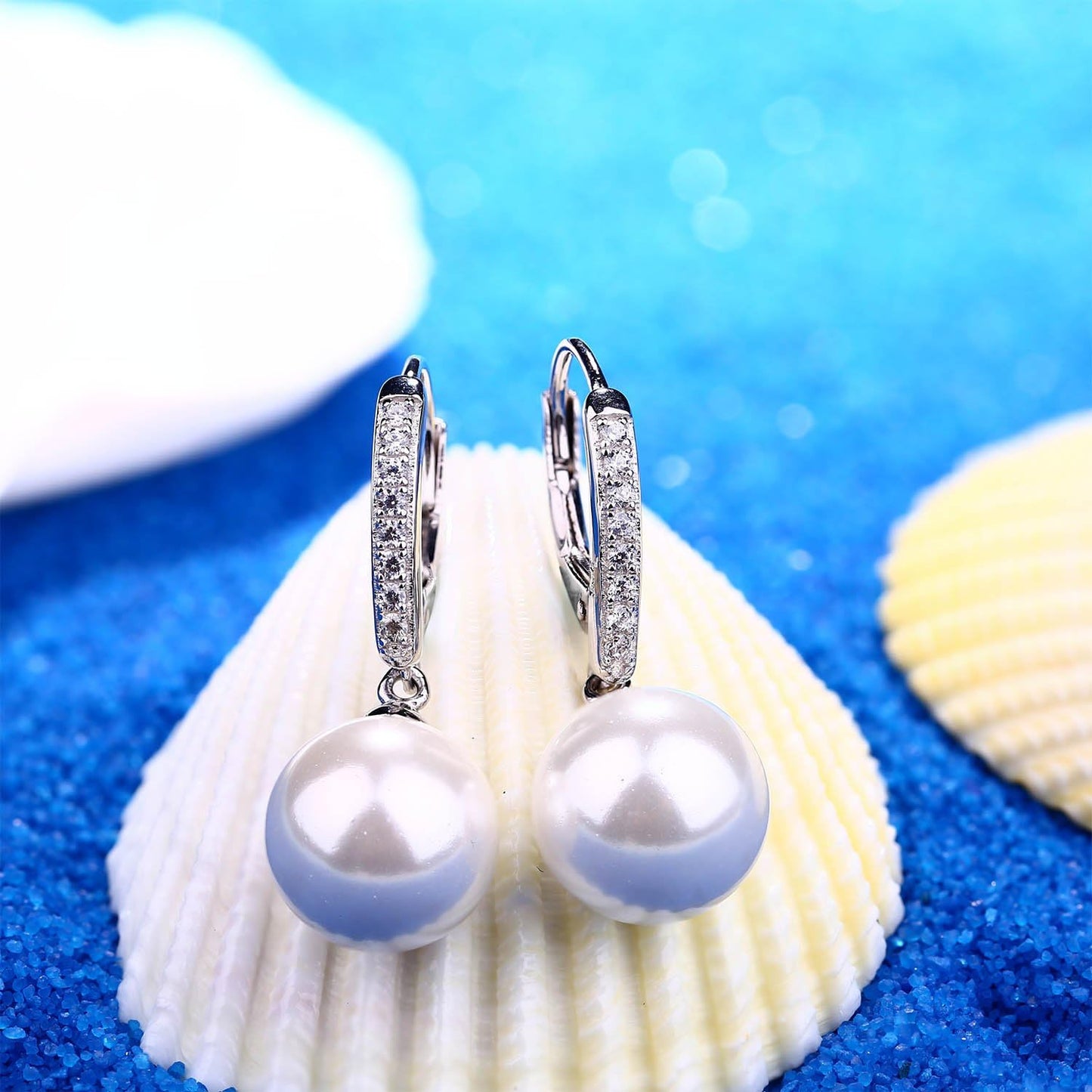 925 Sterling Silver Freshwater Pearl Hoop Earrings with Dangle Real Pearl,Simulated Pearls