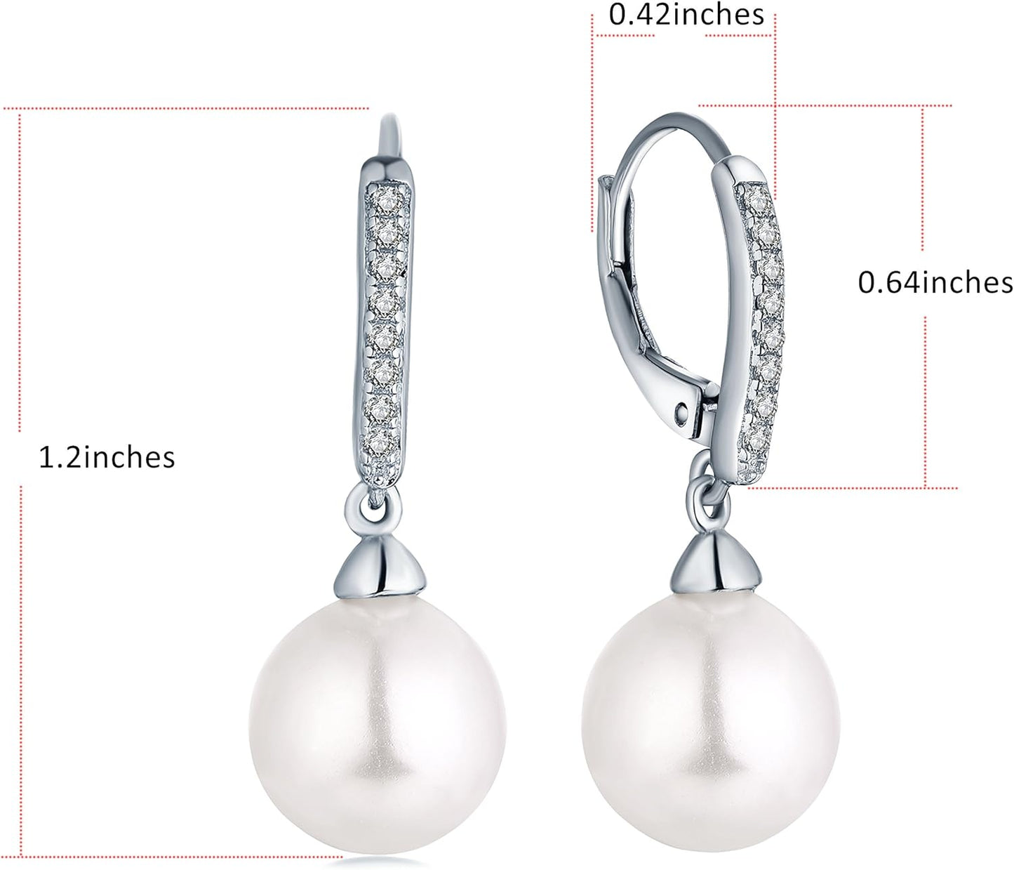 925 Sterling Silver Freshwater Pearl Hoop Earrings with Dangle Real Pearl,Simulated Pearls