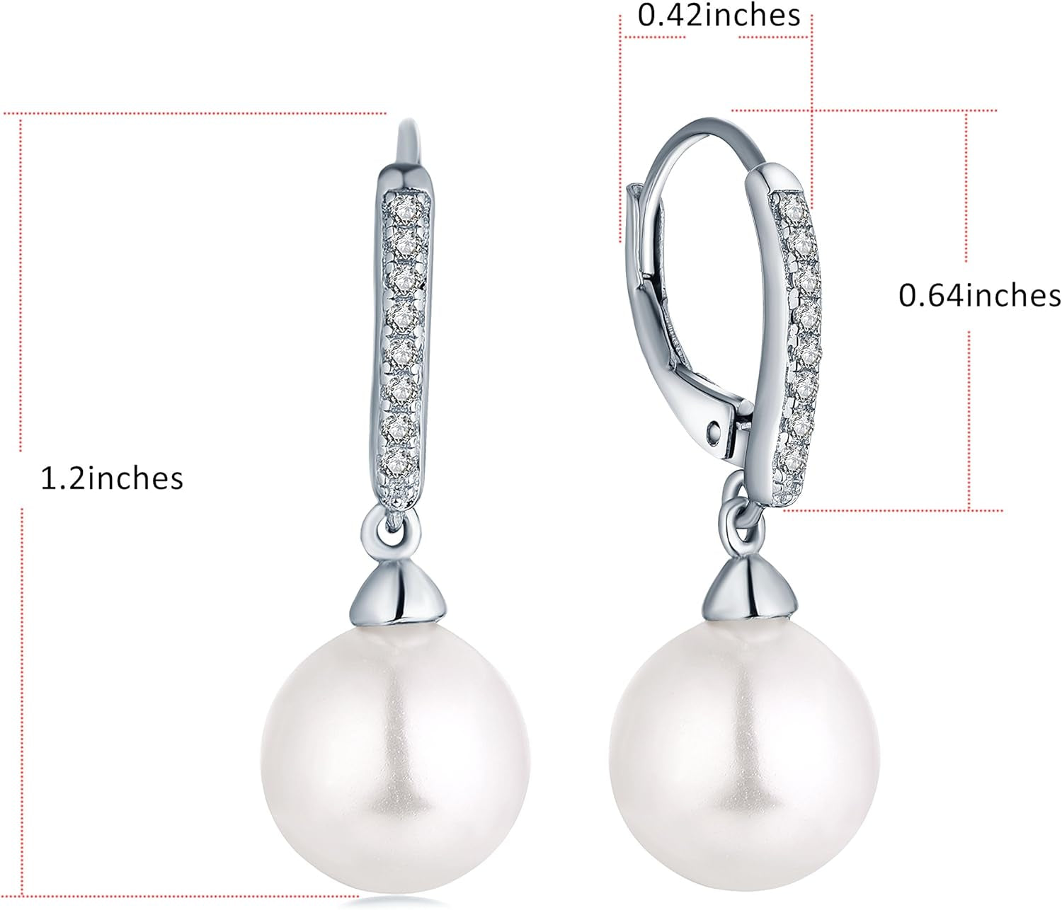 925 Sterling Silver Freshwater Pearl Hoop Earrings with Dangle Real Pearl,Simulated Pearls